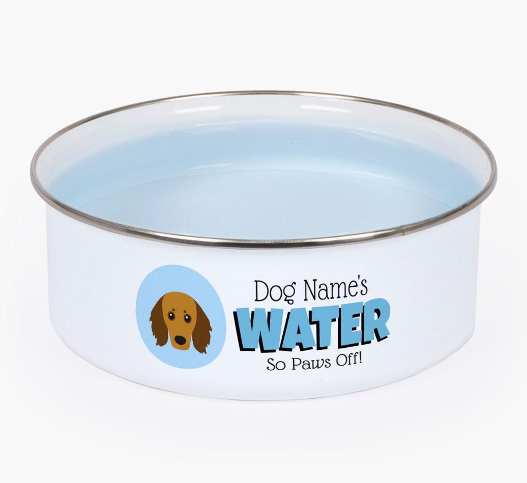 Water, Paws Off: Personalized {breedFullName} Enamel Dog Bowl