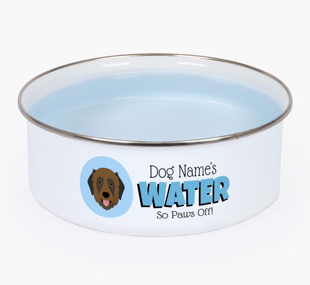 Water, Paws Off: Personalized {breedFullName} Enamel Dog Bowl