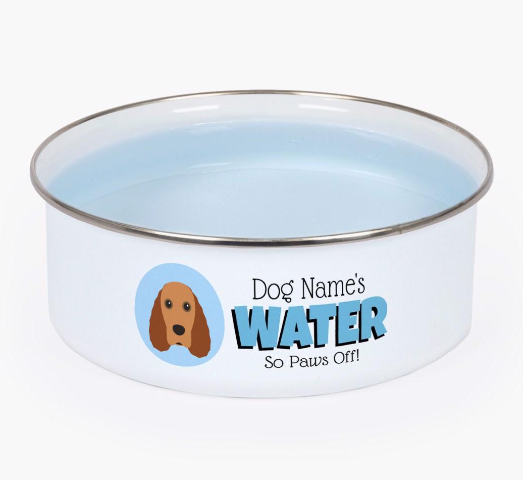 Water, Paws Off: Personalized {breedFullName} Enamel Dog Bowl