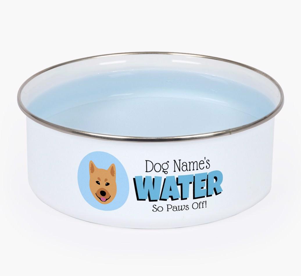 Water, Paws Off: Personalized {breedFullName} Enamel Dog Bowl