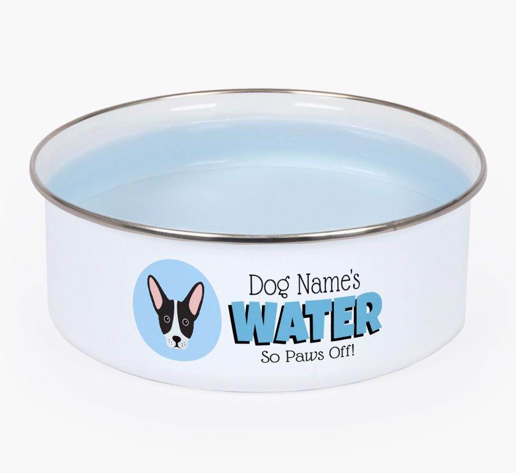 Water, Paws Off: Personalized {breedFullName} Enamel Dog Bowl