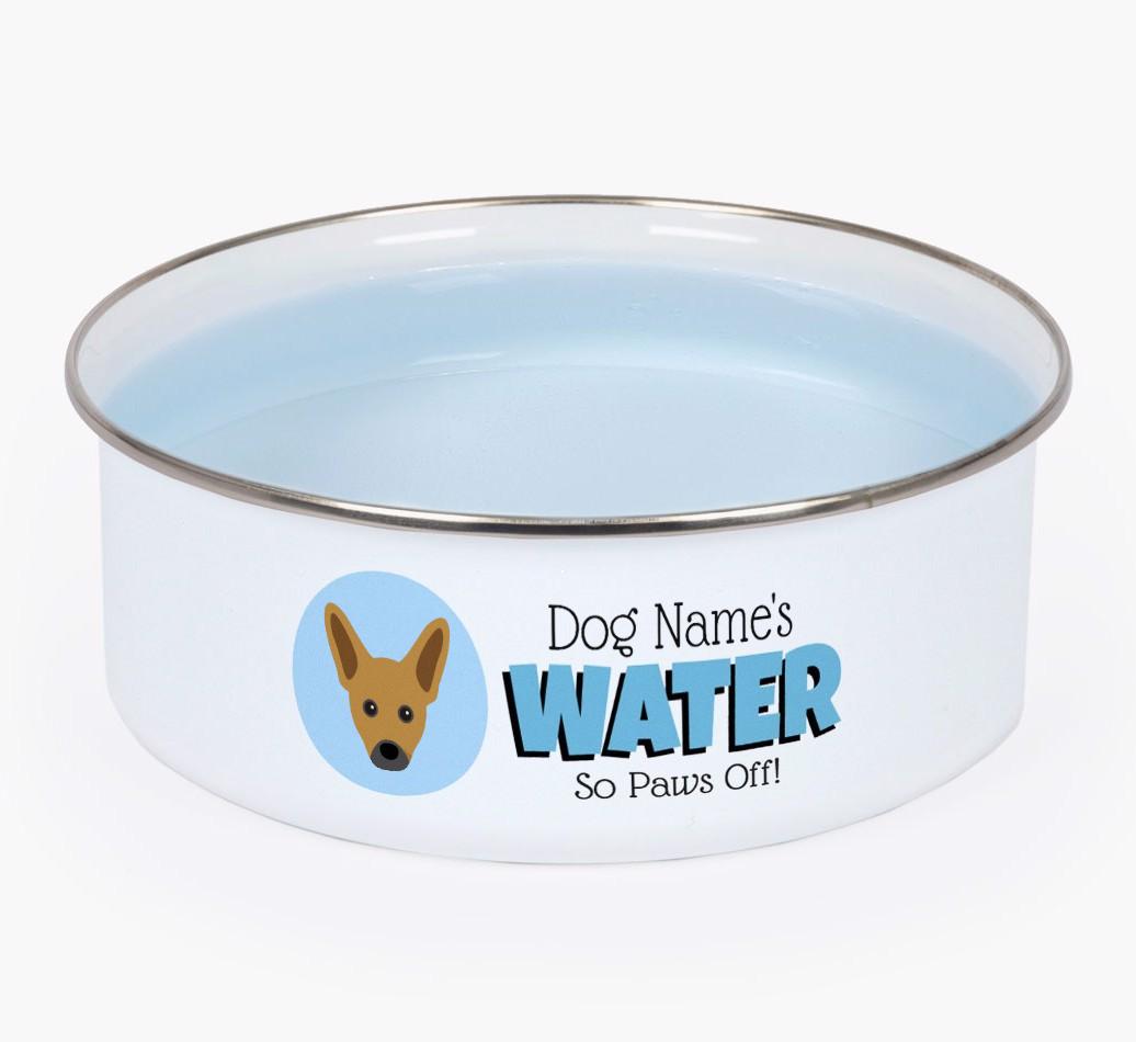 Water, Paws Off: Personalized {breedFullName} Enamel Dog Bowl