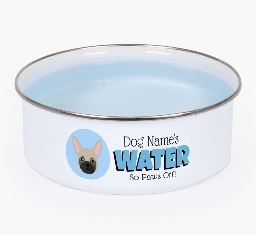 Water, Paws Off: Personalized {breedFullName} Enamel Dog Bowl