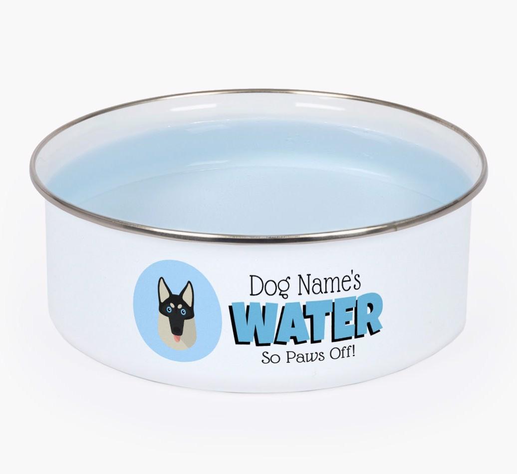 Water, Paws Off: Personalized {breedFullName} Enamel Dog Bowl