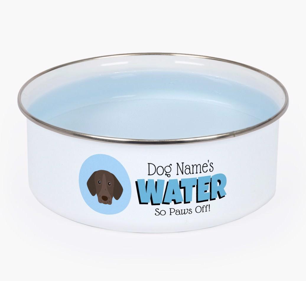 Water, Paws Off: Personalized {breedFullName} Enamel Dog Bowl
