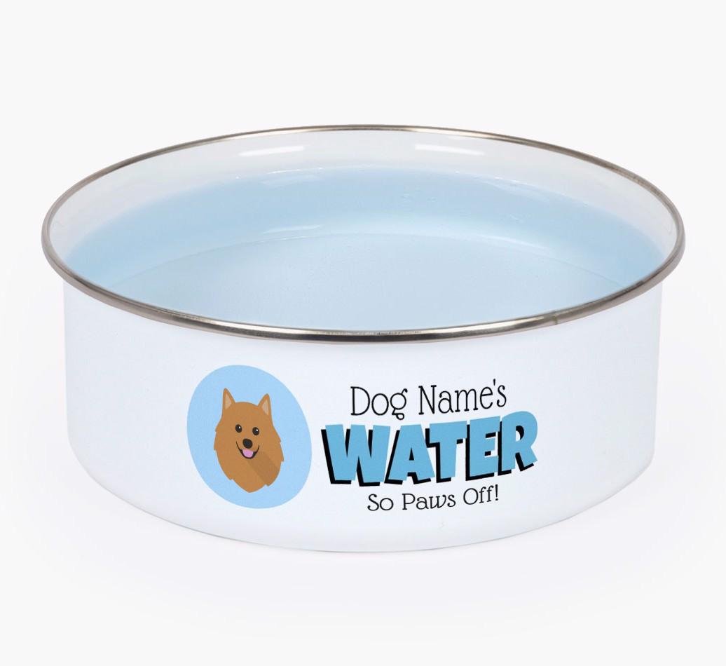 Water, Paws Off: Personalized {breedFullName} Enamel Dog Bowl