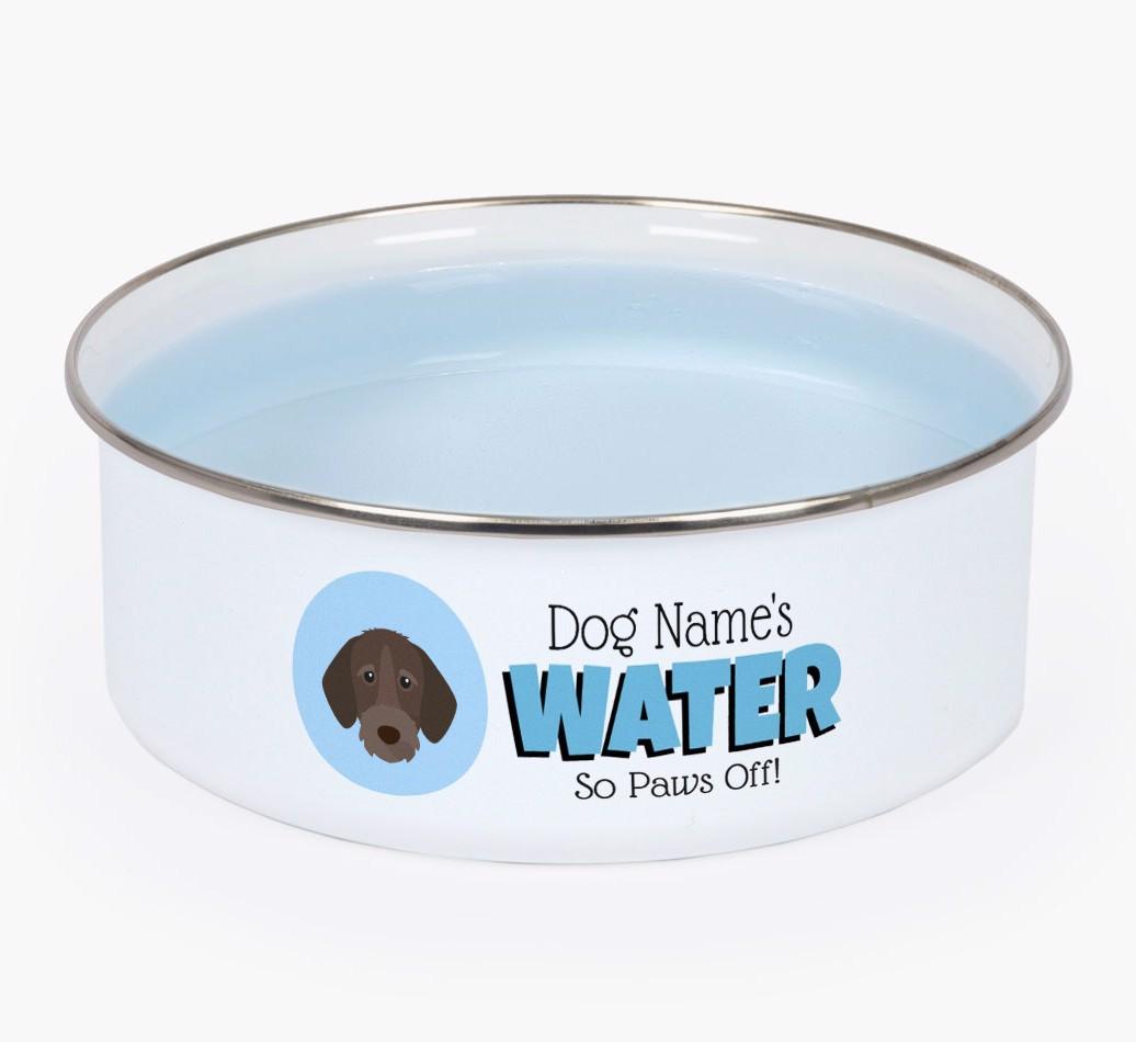 Water, Paws Off: Personalized {breedFullName} Enamel Dog Bowl