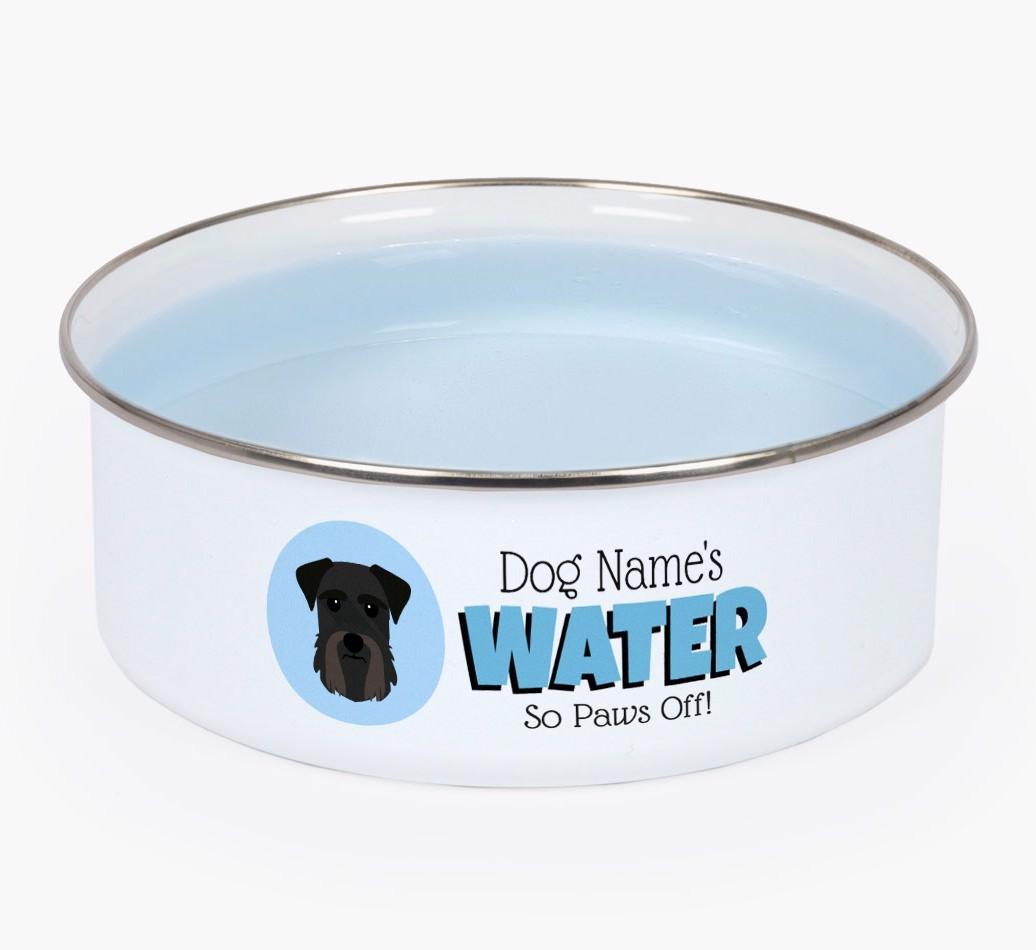 Water, Paws Off: Personalized {breedFullName} Enamel Dog Bowl