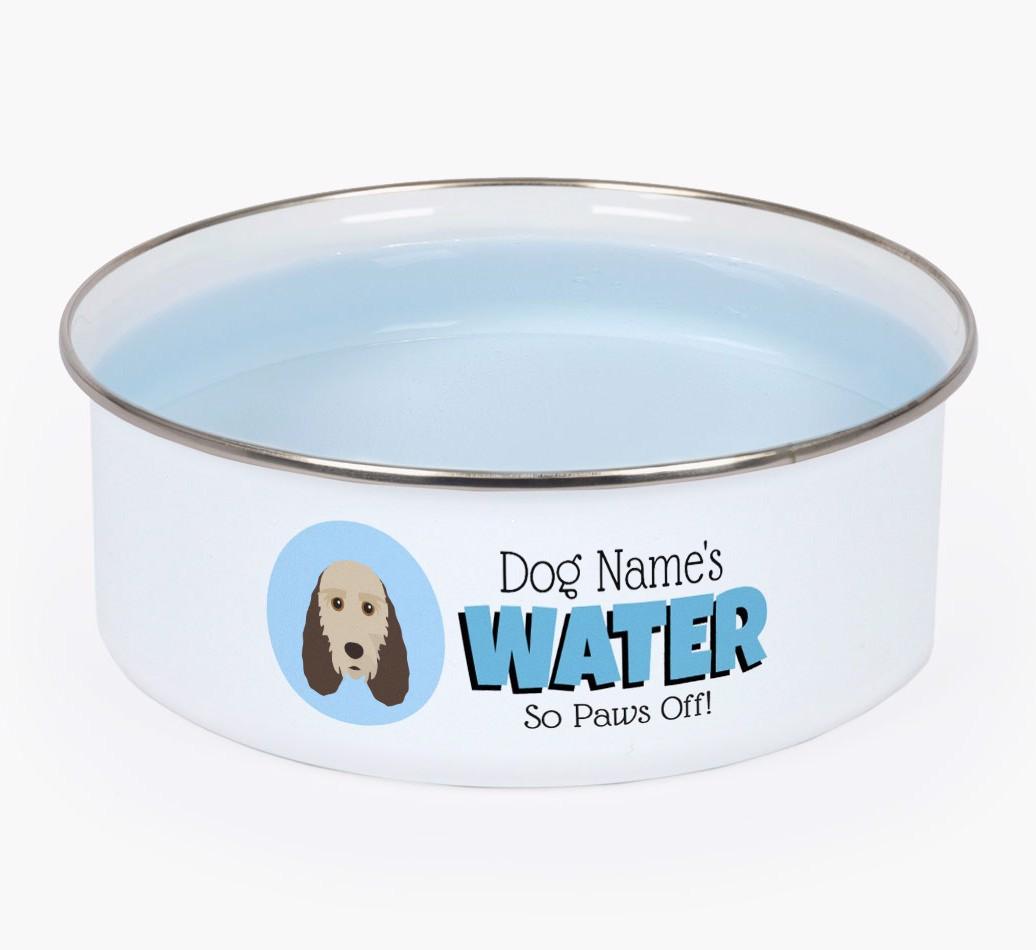 Water, Paws Off: Personalized {breedFullName} Enamel Dog Bowl