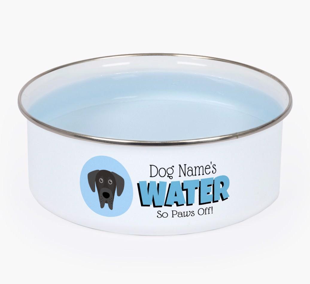 Water, Paws Off: Personalized {breedFullName} Enamel Dog Bowl
