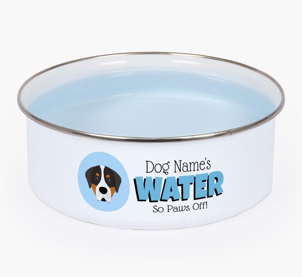 Water, Paws Off: Personalized {breedFullName} Enamel Dog Bowl