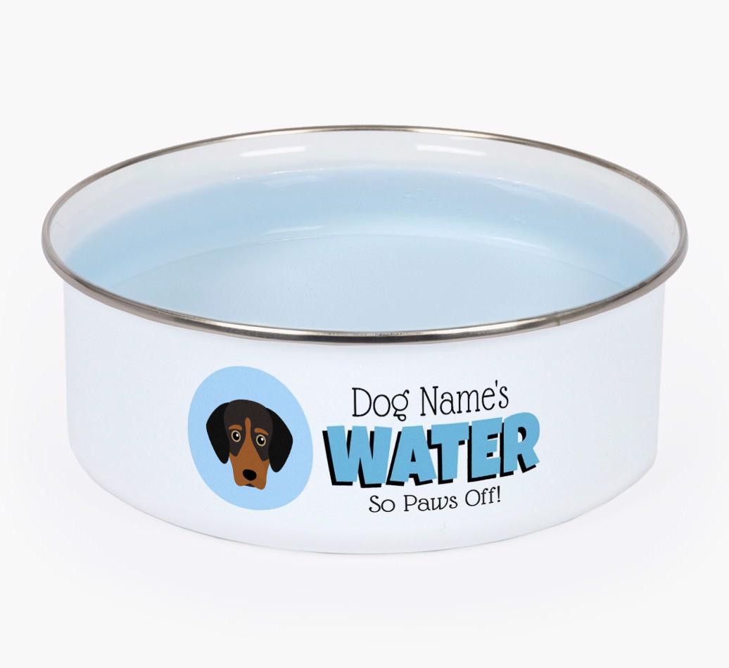 Water, Paws Off: Personalized {breedFullName} Enamel Dog Bowl