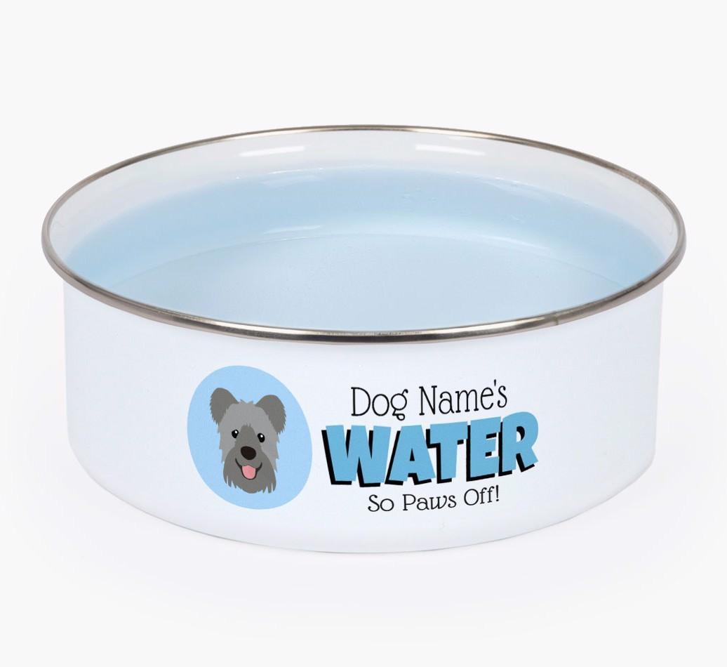Water, Paws Off: Personalized {breedFullName} Enamel Dog Bowl