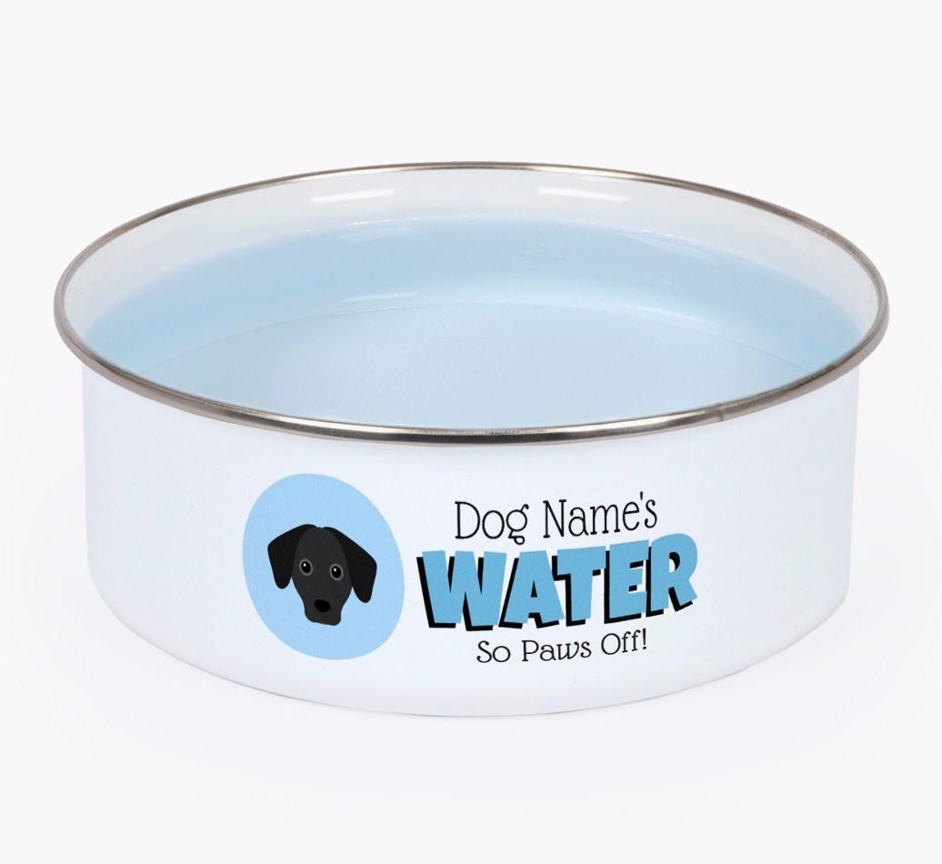 Water, Paws Off: Personalized {breedFullName} Enamel Dog Bowl