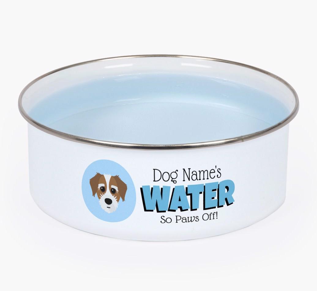 Water, Paws Off: Personalized {breedFullName} Enamel Dog Bowl