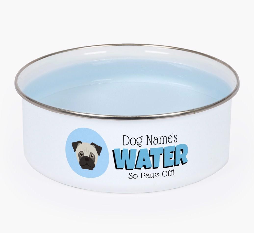 Water, Paws Off: Personalized {breedFullName} Enamel Dog Bowl