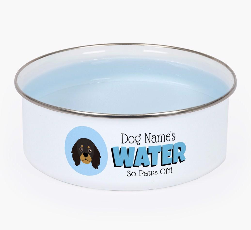 Water, Paws Off: Personalized {breedFullName} Enamel Dog Bowl