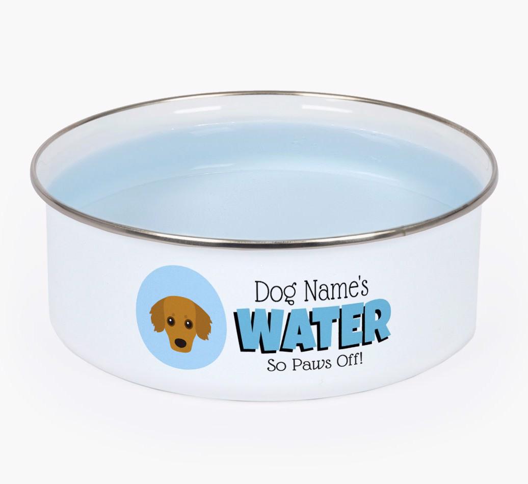 Water, Paws Off: Personalized {breedFullName} Enamel Dog Bowl