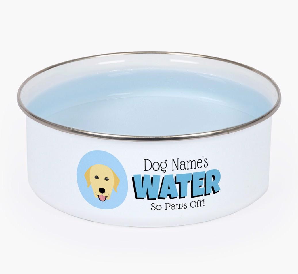 Water, Paws Off: Personalized {breedFullName} Enamel Dog Bowl