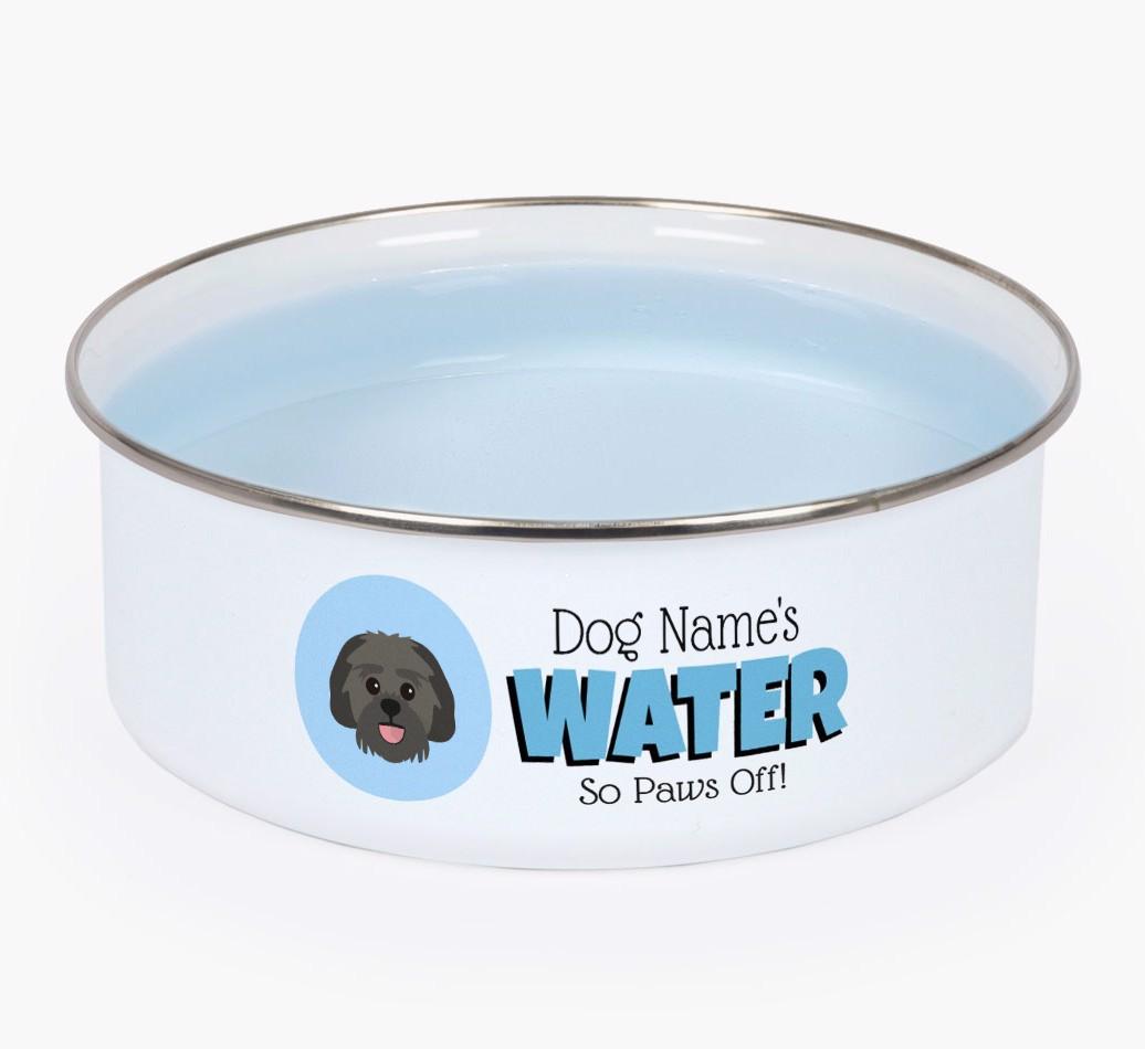 Water, Paws Off: Personalized {breedFullName} Enamel Dog Bowl