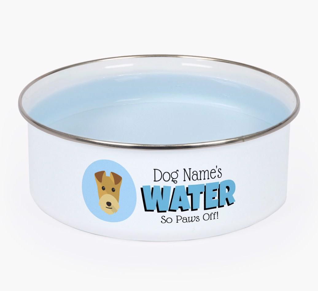 Water, Paws Off: Personalized {breedFullName} Enamel Dog Bowl