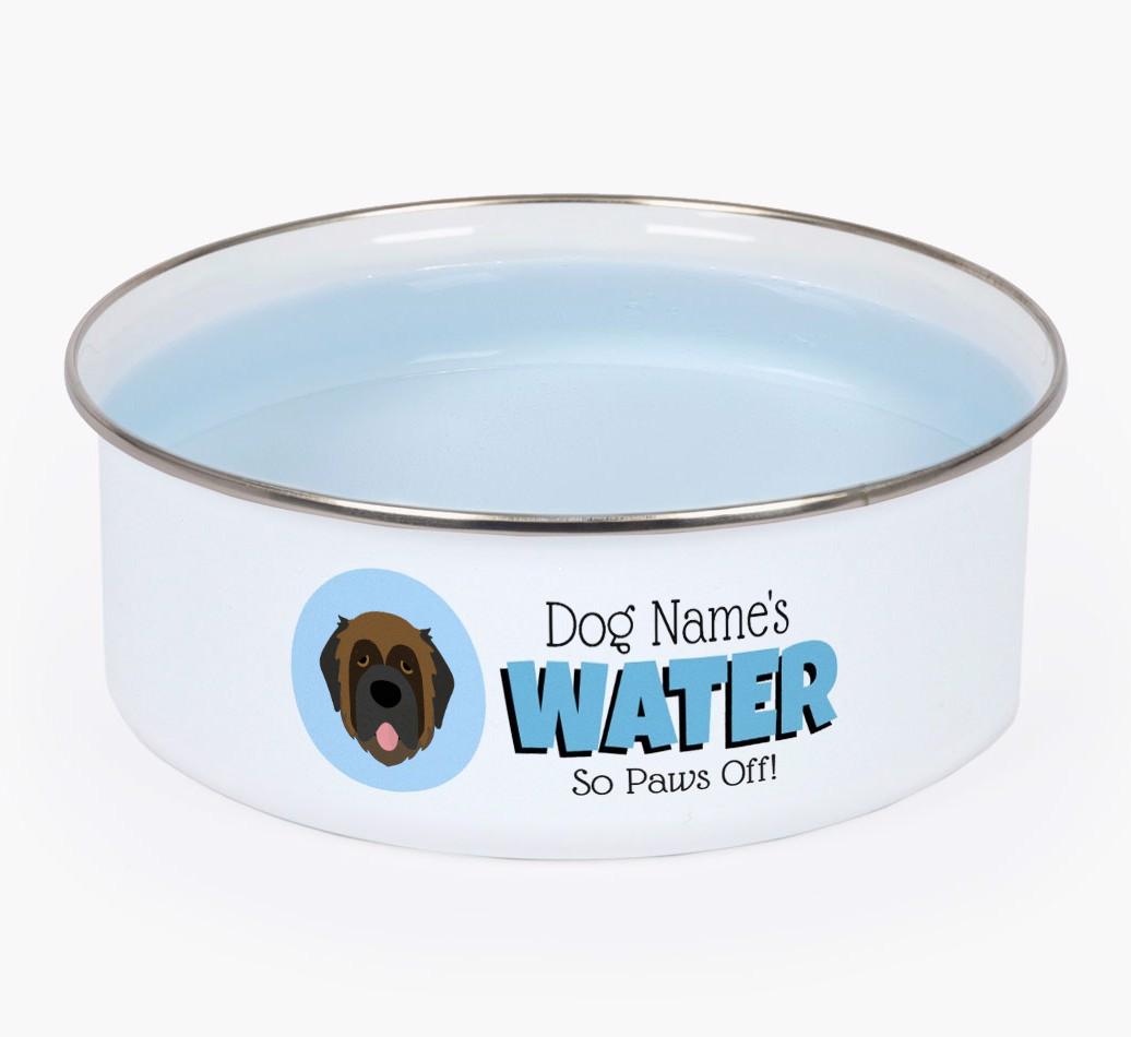 Water, Paws Off: Personalized {breedFullName} Enamel Dog Bowl