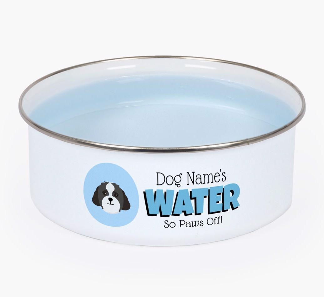 Water, Paws Off: Personalized {breedFullName} Enamel Dog Bowl