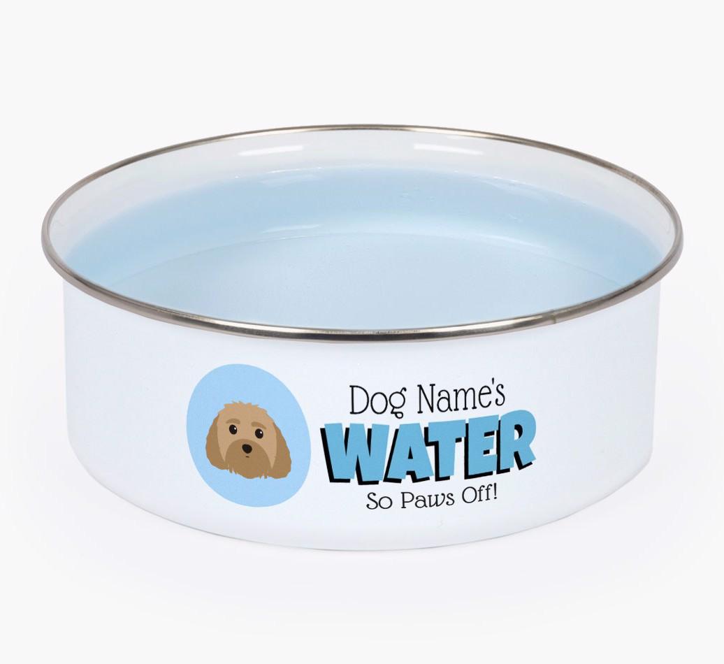Water, Paws Off: Personalized {breedFullName} Enamel Dog Bowl