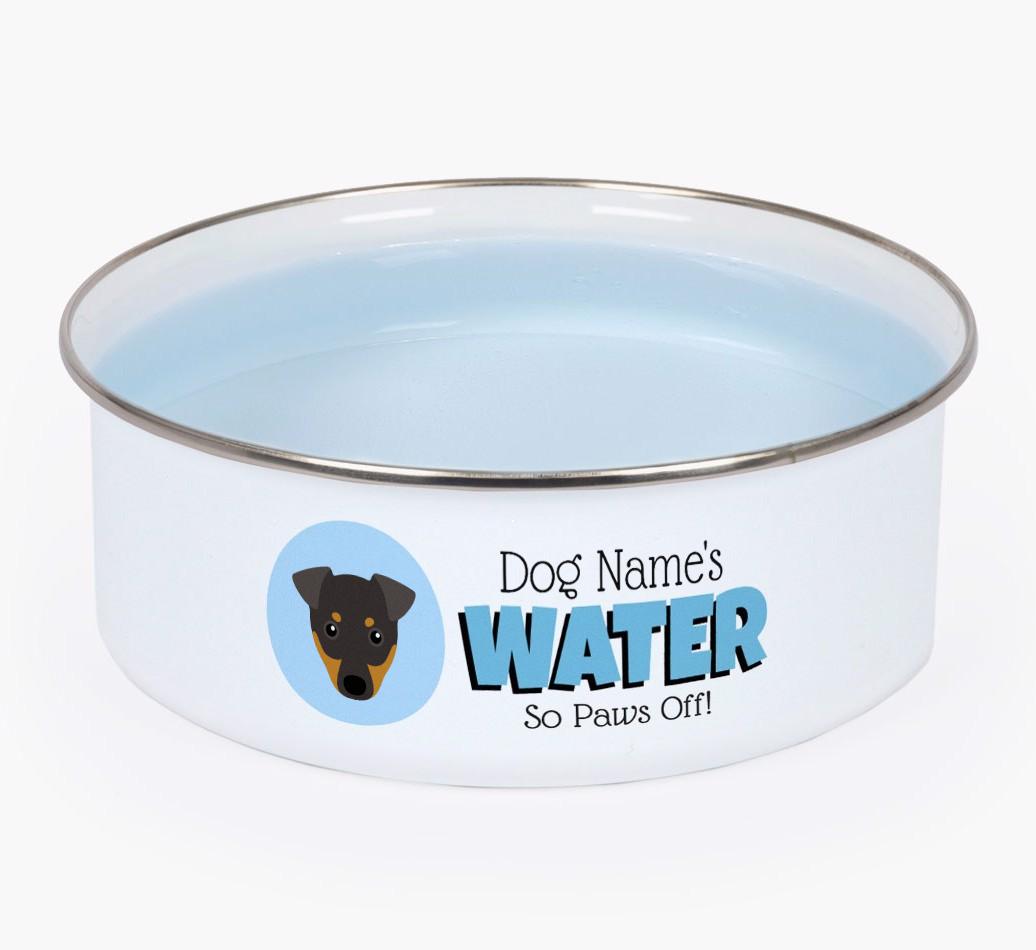 Water, Paws Off: Personalized {breedFullName} Enamel Dog Bowl