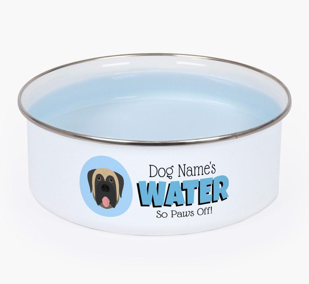 Water, Paws Off: Personalized {breedFullName} Enamel Dog Bowl