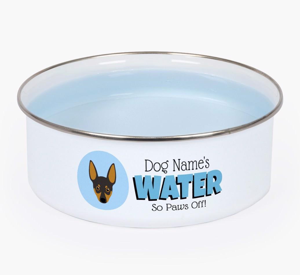Water, Paws Off: Personalized {breedFullName} Enamel Dog Bowl