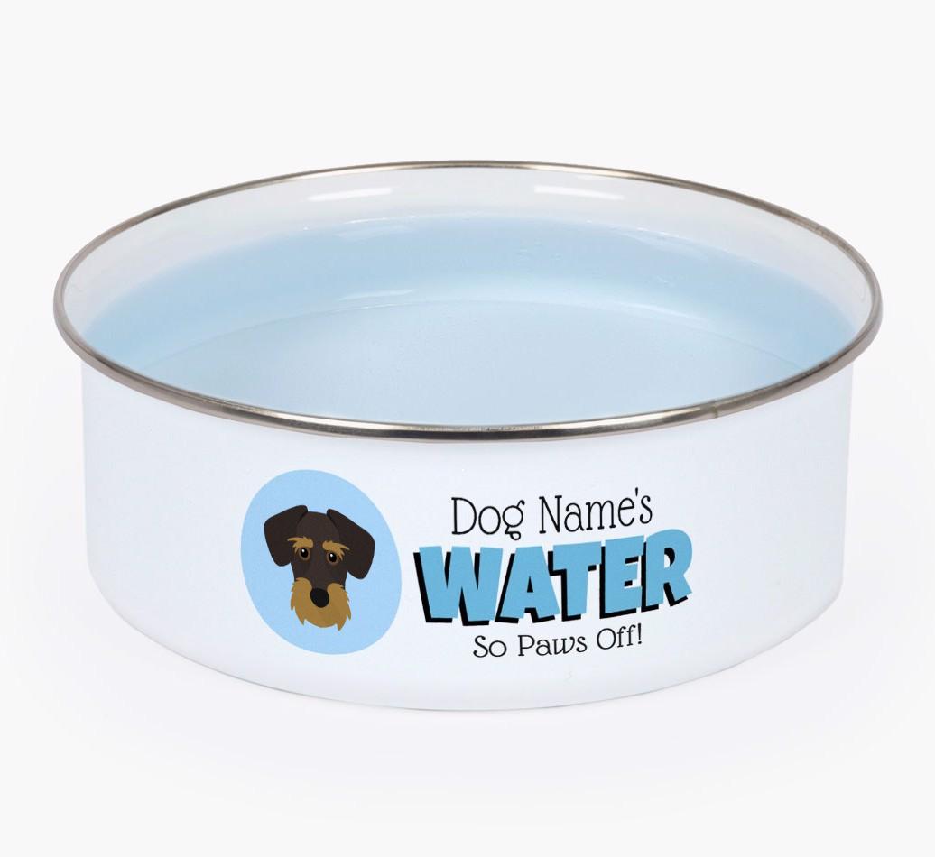 Water, Paws Off: Personalized {breedFullName} Enamel Dog Bowl