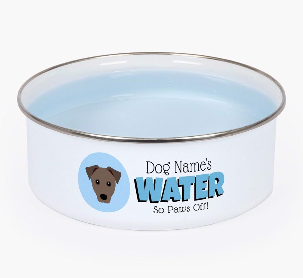 Water, Paws Off: Personalized {breedFullName} Enamel Dog Bowl