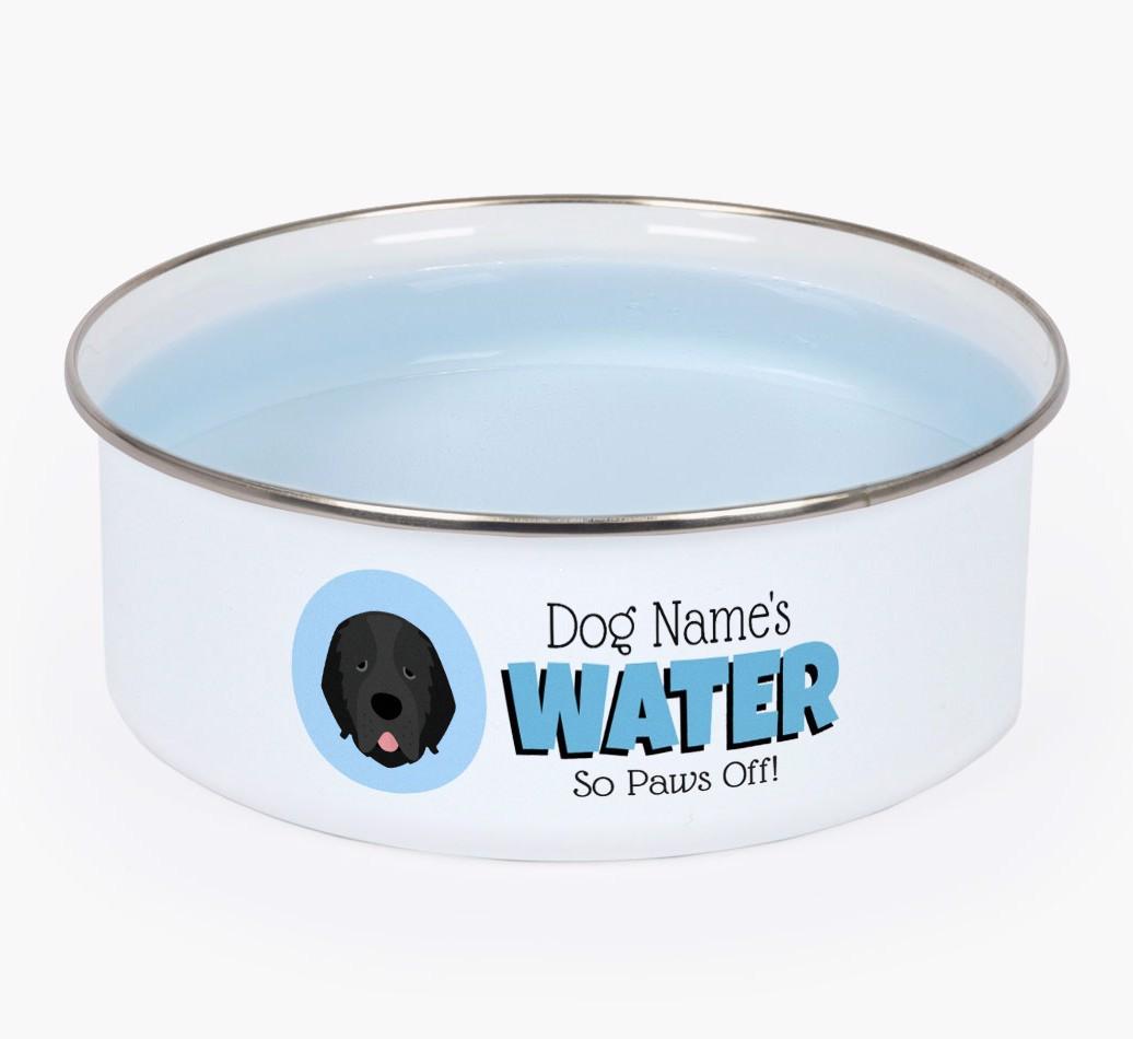 Water, Paws Off: Personalized {breedFullName} Enamel Dog Bowl