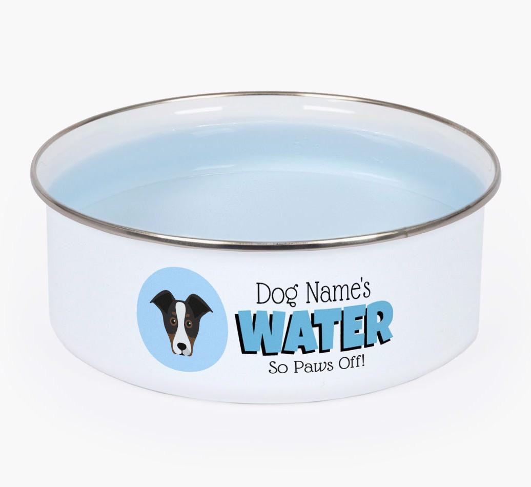Water, Paws Off: Personalized {breedFullName} Enamel Dog Bowl