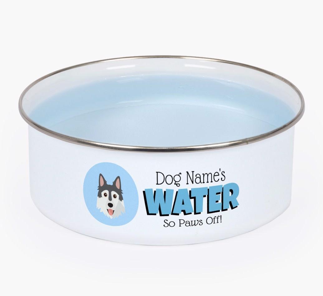 Water, Paws Off: Personalized {breedFullName} Enamel Dog Bowl