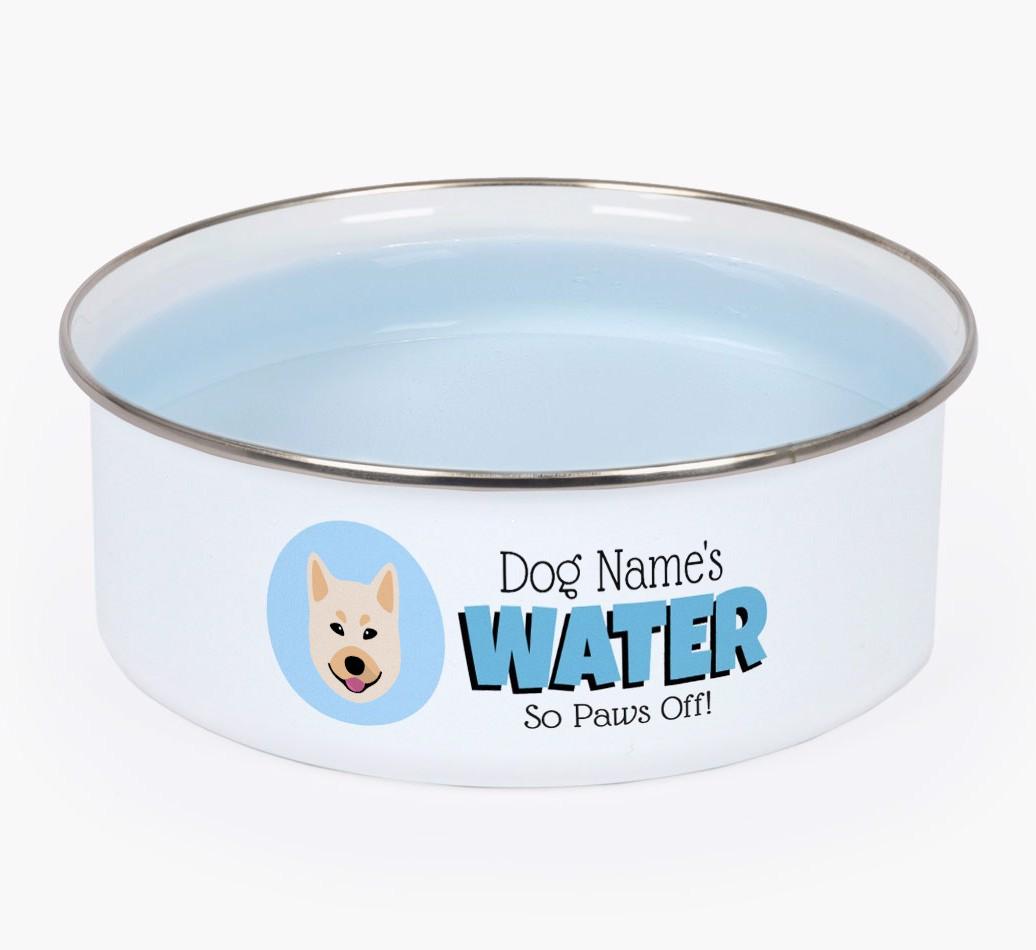 Water, Paws Off: Personalized {breedFullName} Enamel Dog Bowl