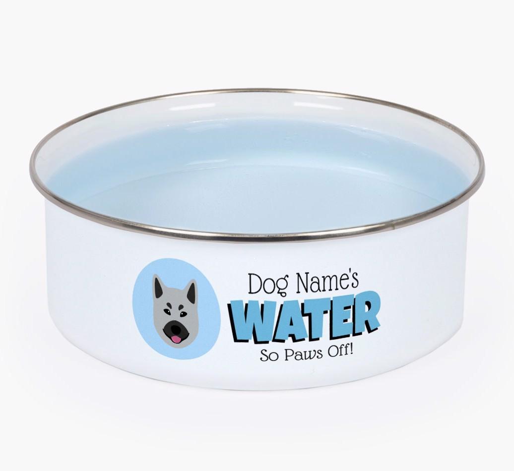 Water, Paws Off: Personalized {breedFullName} Enamel Dog Bowl