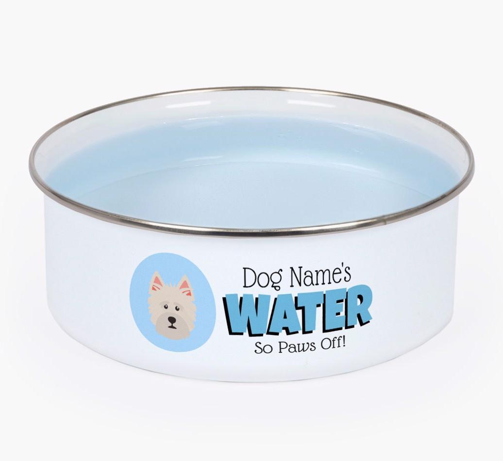 Water, Paws Off: Personalized {breedFullName} Enamel Dog Bowl