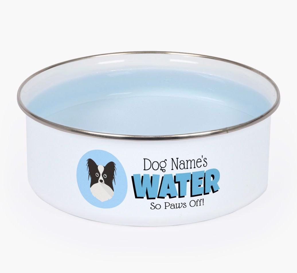 Water, Paws Off: Personalized {breedFullName} Enamel Dog Bowl