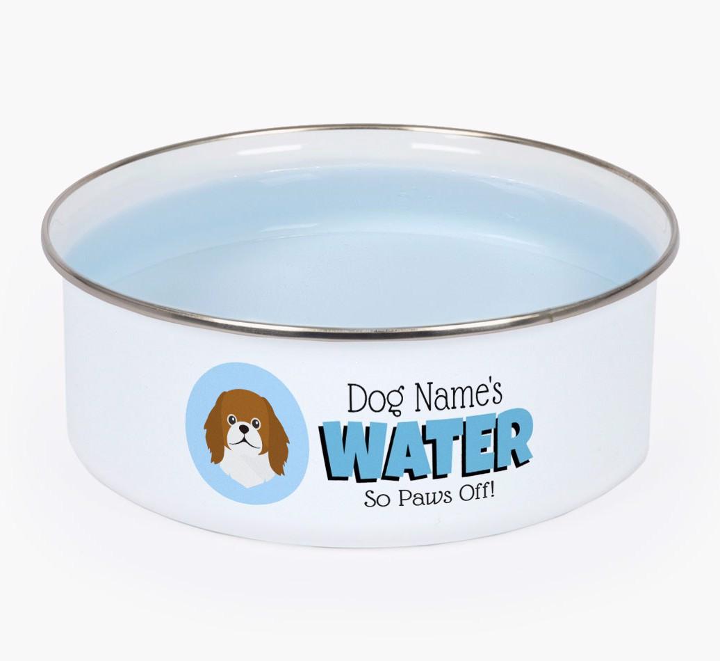Water, Paws Off: Personalized {breedFullName} Enamel Dog Bowl