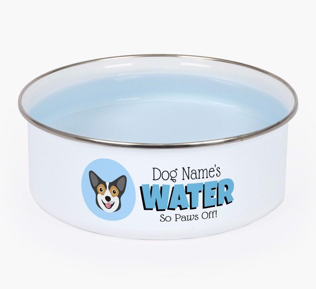 Water, Paws Off: Personalized {breedFullName} Enamel Dog Bowl