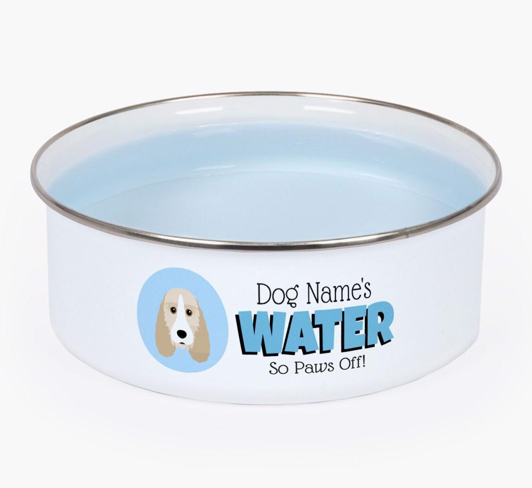 Water, Paws Off: Personalized {breedFullName} Enamel Dog Bowl