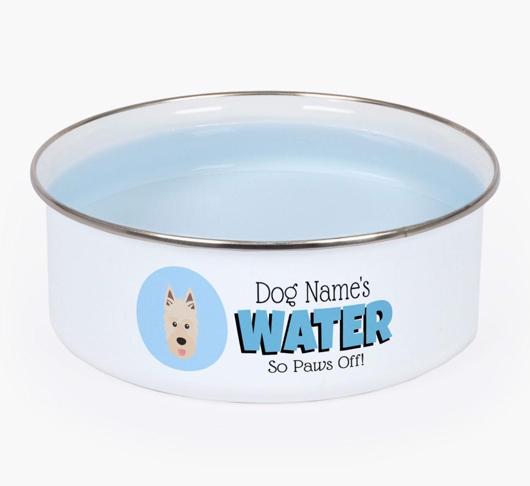 Water, Paws Off: Personalized {breedFullName} Enamel Dog Bowl