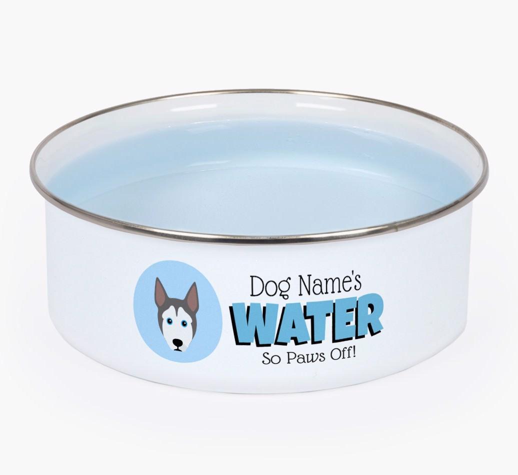 Water, Paws Off: Personalized {breedFullName} Enamel Dog Bowl