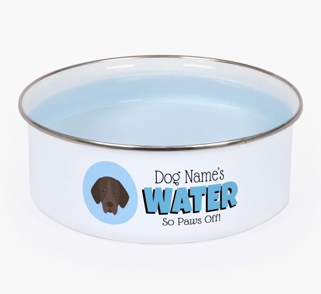 Water, Paws Off: Personalized {breedFullName} Enamel Dog Bowl
