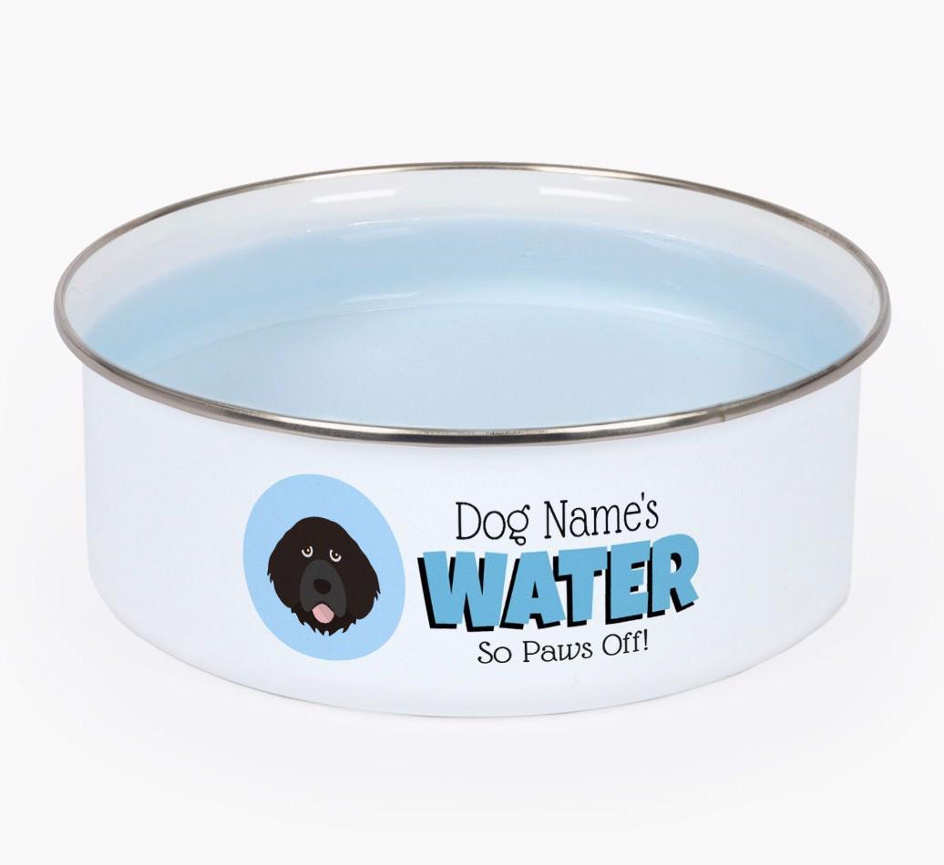 Water, Paws Off: Personalized {breedFullName} Enamel Dog Bowl