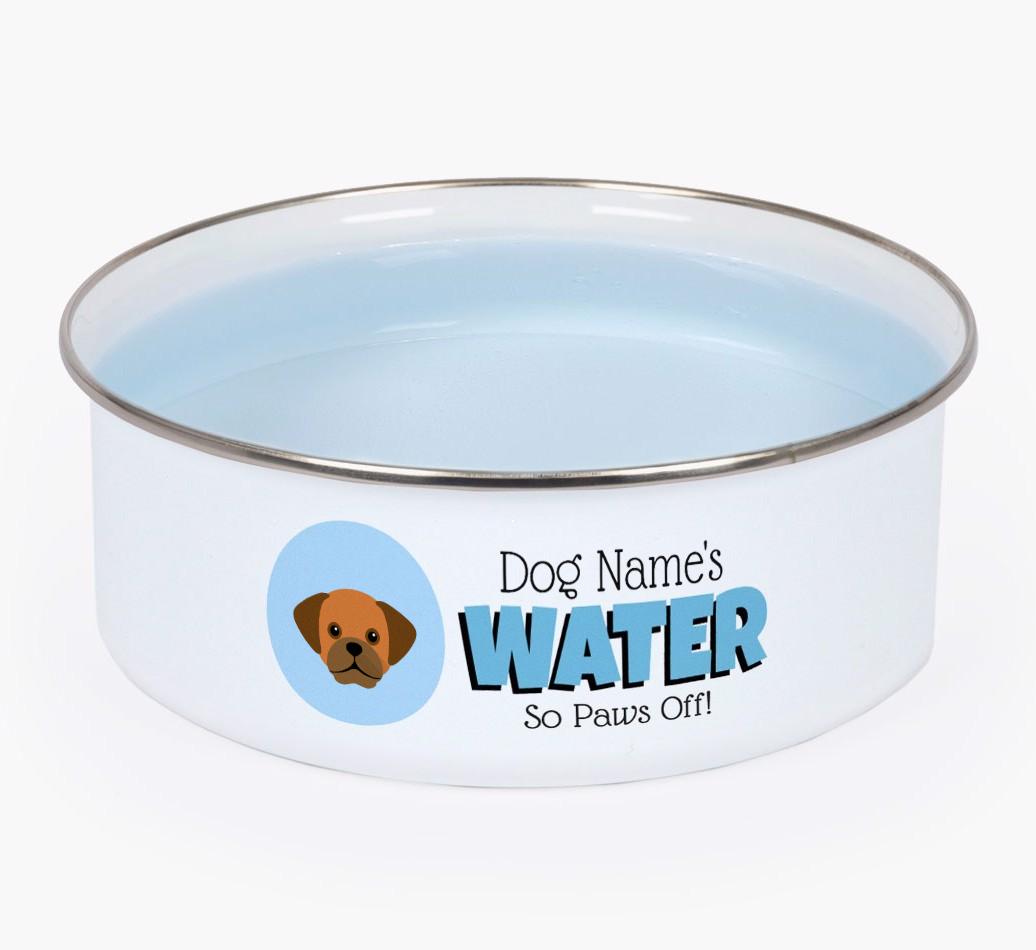Water, Paws Off: Personalized {breedFullName} Enamel Dog Bowl