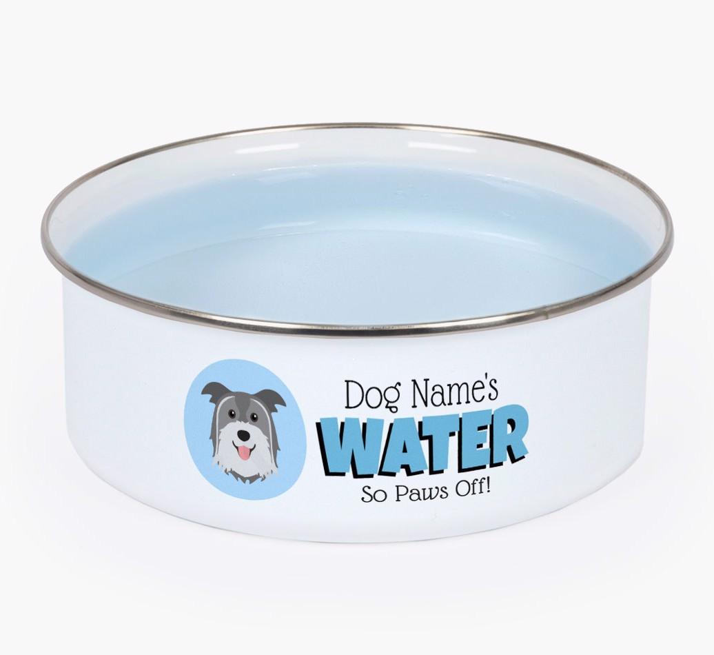 Water, Paws Off: Personalized {breedFullName} Enamel Dog Bowl