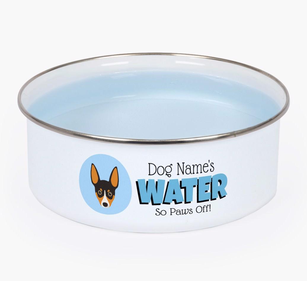 Water, Paws Off: Personalized {breedFullName} Enamel Dog Bowl